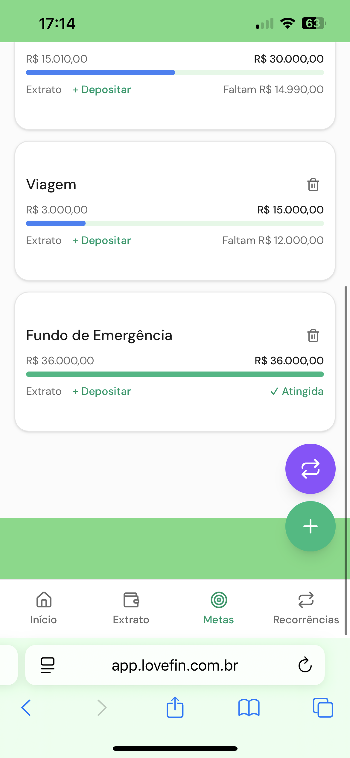 meta fundo de emergencia